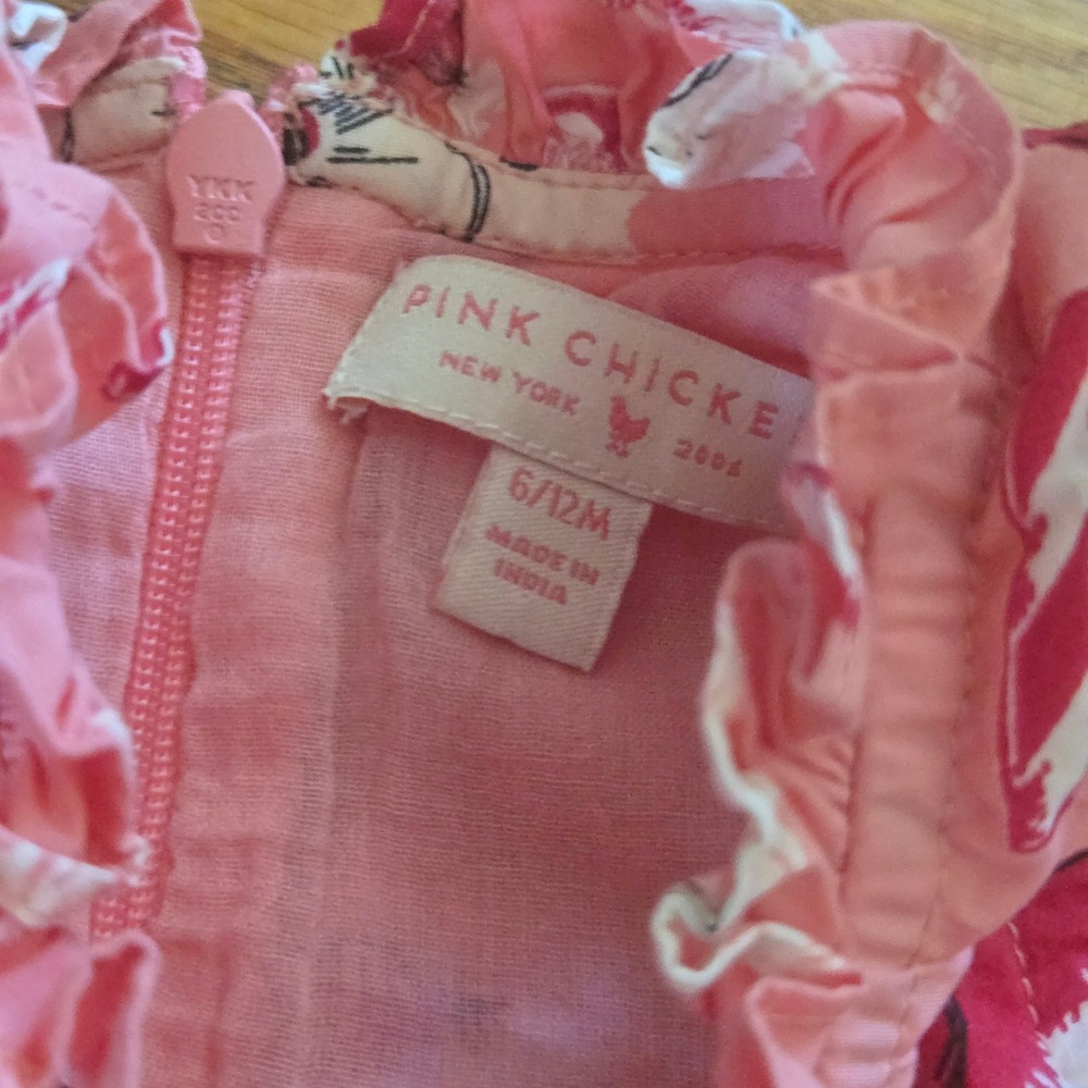 Pink Chicken Santa Candy Cane Pink Holiday Dress Bloomer Set 6-12M Kids - Picture 5 of 6